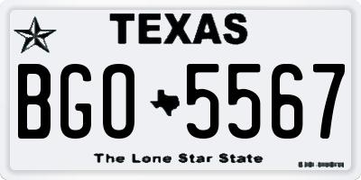 TX license plate BGO5567