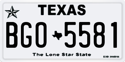 TX license plate BGO5581
