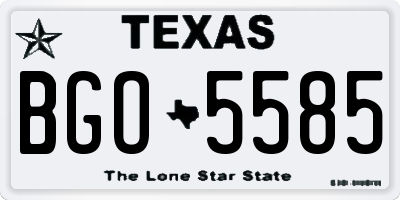 TX license plate BGO5585