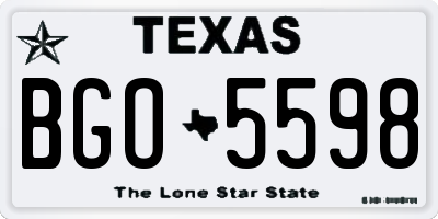 TX license plate BGO5598