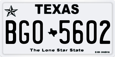 TX license plate BGO5602
