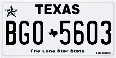 TX license plate BGO5603