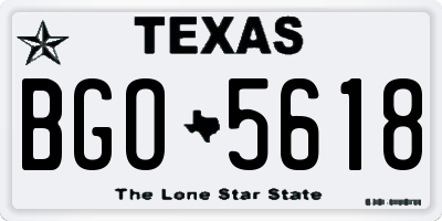 TX license plate BGO5618