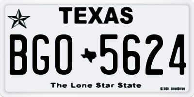 TX license plate BGO5624