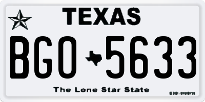 TX license plate BGO5633