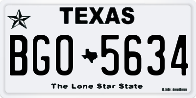 TX license plate BGO5634