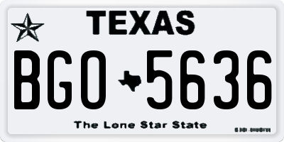 TX license plate BGO5636
