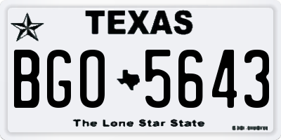 TX license plate BGO5643