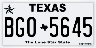 TX license plate BGO5645