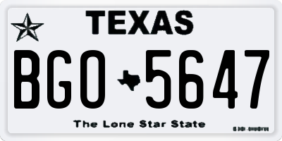 TX license plate BGO5647