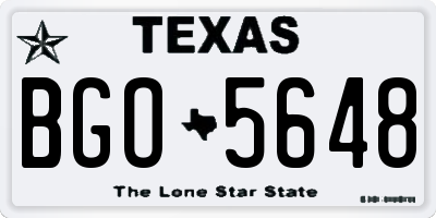 TX license plate BGO5648