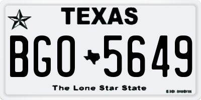 TX license plate BGO5649