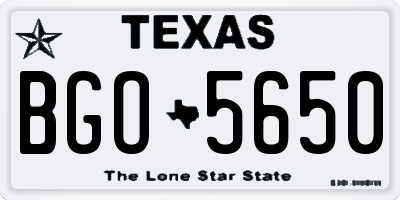 TX license plate BGO5650