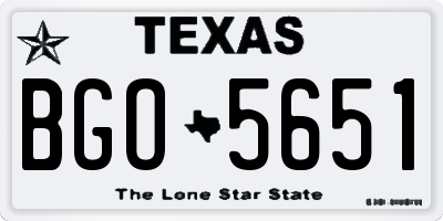 TX license plate BGO5651
