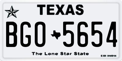 TX license plate BGO5654