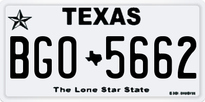 TX license plate BGO5662