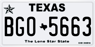 TX license plate BGO5663