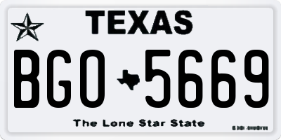 TX license plate BGO5669