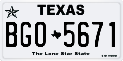 TX license plate BGO5671