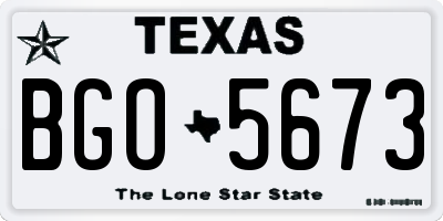 TX license plate BGO5673