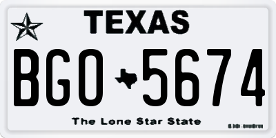 TX license plate BGO5674