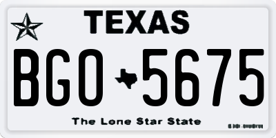 TX license plate BGO5675