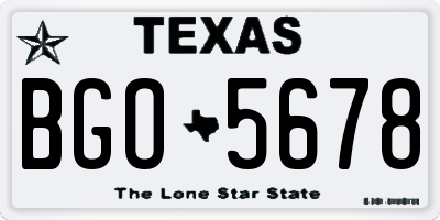 TX license plate BGO5678