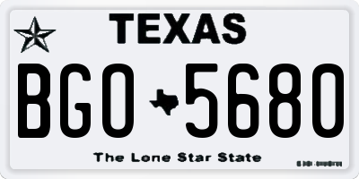 TX license plate BGO5680