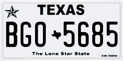 TX license plate BGO5685