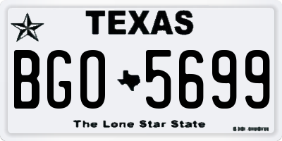 TX license plate BGO5699