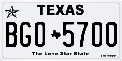 TX license plate BGO5700