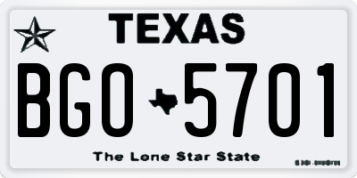 TX license plate BGO5701