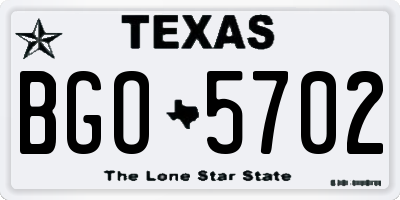 TX license plate BGO5702
