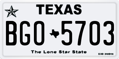 TX license plate BGO5703