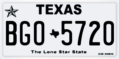 TX license plate BGO5720