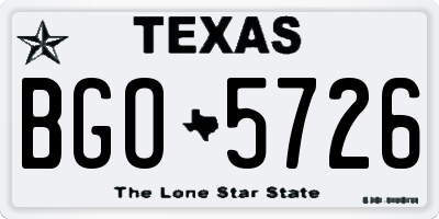 TX license plate BGO5726