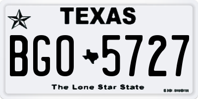 TX license plate BGO5727