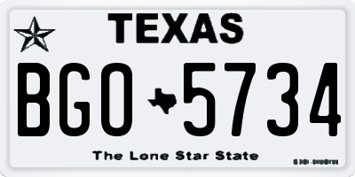 TX license plate BGO5734