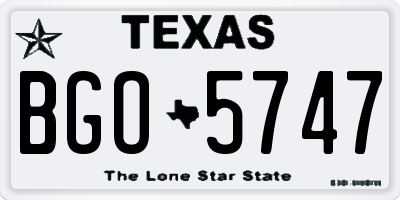 TX license plate BGO5747