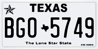 TX license plate BGO5749