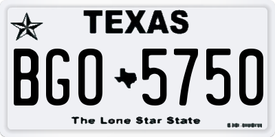 TX license plate BGO5750