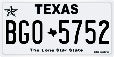 TX license plate BGO5752