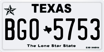 TX license plate BGO5753