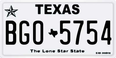 TX license plate BGO5754