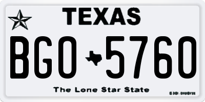 TX license plate BGO5760