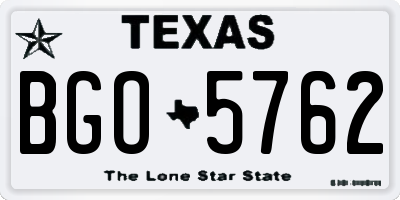 TX license plate BGO5762
