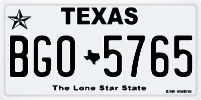 TX license plate BGO5765