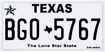 TX license plate BGO5767