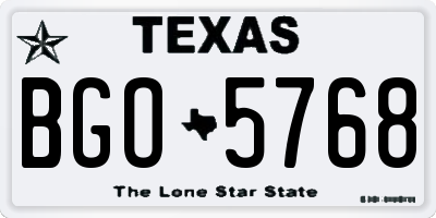 TX license plate BGO5768