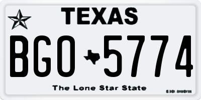 TX license plate BGO5774